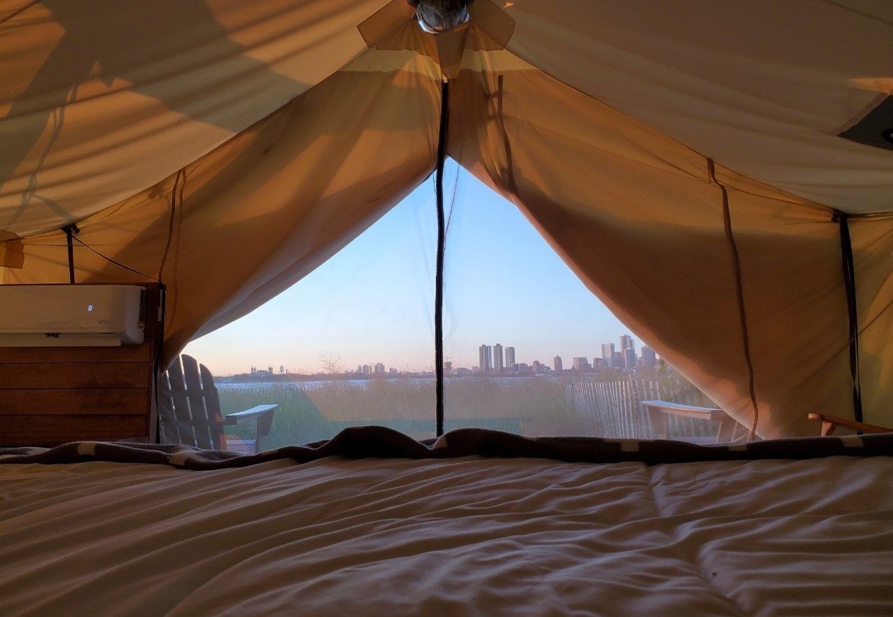 Luxury glamping tent view