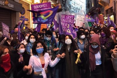 A protest of violence against women and LGBTQI+ oppression in Istanbul